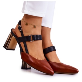 Sergio Leone Sapatos de couro na moda Maciejka 05498-29 Marrom e Preto castanho