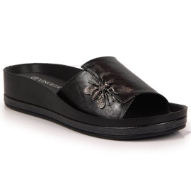 Chinelos de cunha com inseto Vinceza W JAN118A preto