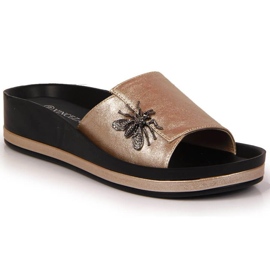 Chinelos de cunha com inseto Vinceza W JAN118B dourado