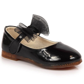 Bailarinas de velcro com laço Vinceza Jr JAN100A preto