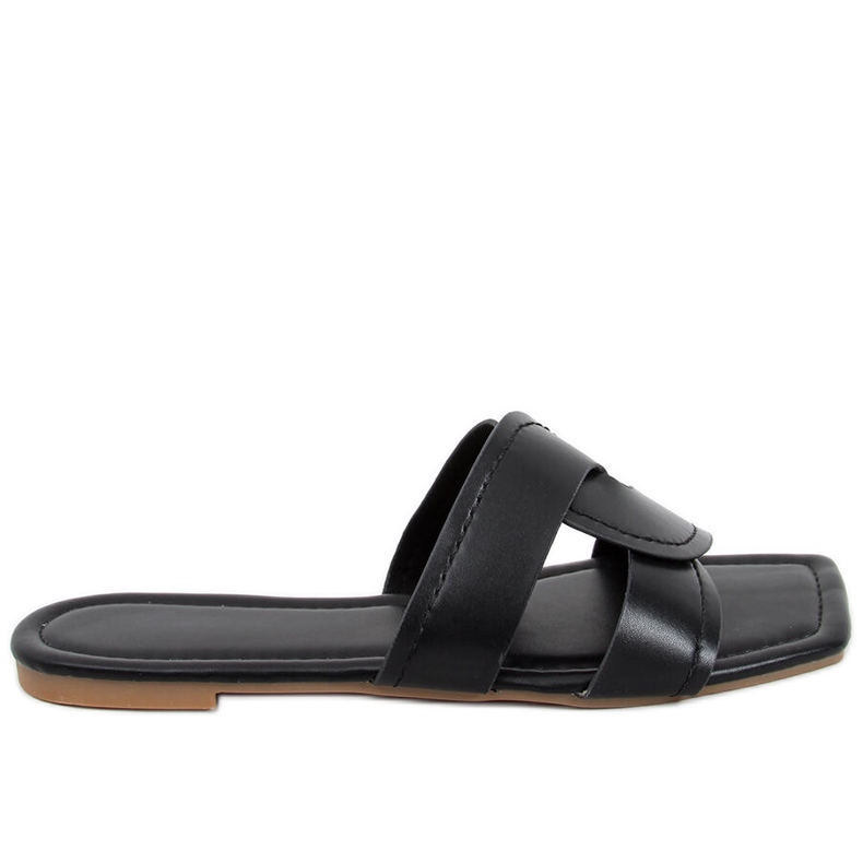 Slides com sola quadrada Nitya Black preto