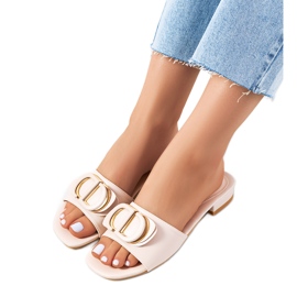 Chinelos bege com salto plano Cammeray Chinelos bege com salto plano Cammeray