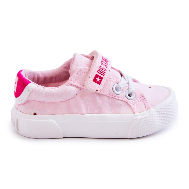 Tênis baixo infantil com velcro Big Star JJ374103 rosa