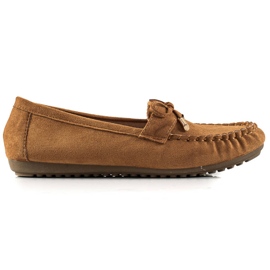 TRENDI Mocassins de camurça com laço castanho