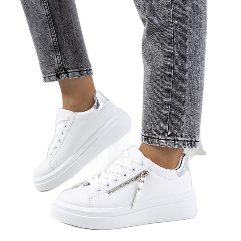 Sapatilhas de mulher Tamis brancas e prateadas branco prata