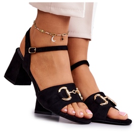 S.Barski Sandálias de salto alto de camurça com decoração preta Darlen preto