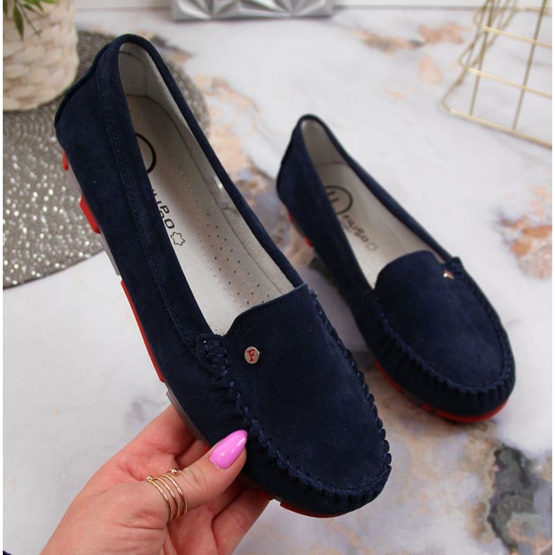 Mocassim de couro camurça Filippo W PAW201D azul marinho