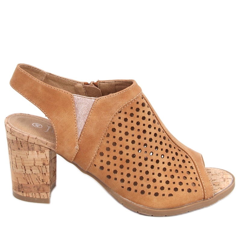 Sandálias a céu aberto no poste Assia Camel castanho