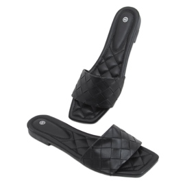 Sahar Black Chinelos de sola quadrada preto