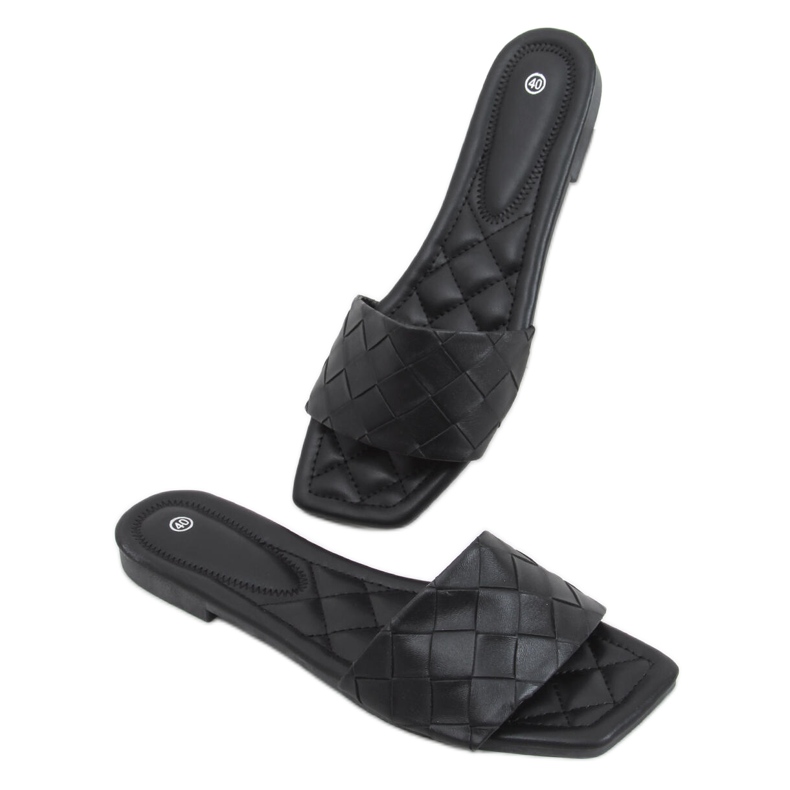 Sahar Black Chinelos de sola quadrada preto