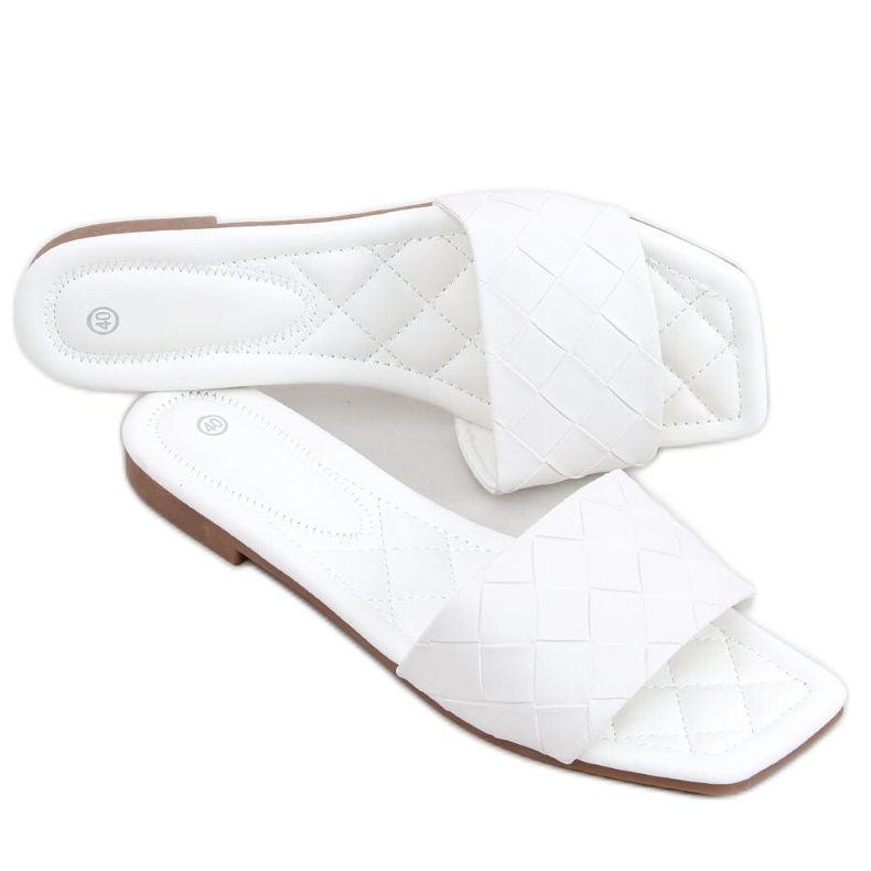 Sahar White Chinelos de sola quadrada branco