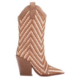 Marco Shoes Botas de cowboy marrom-bege