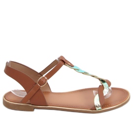 Sandália feminina iridescente Basma Camel marrom
