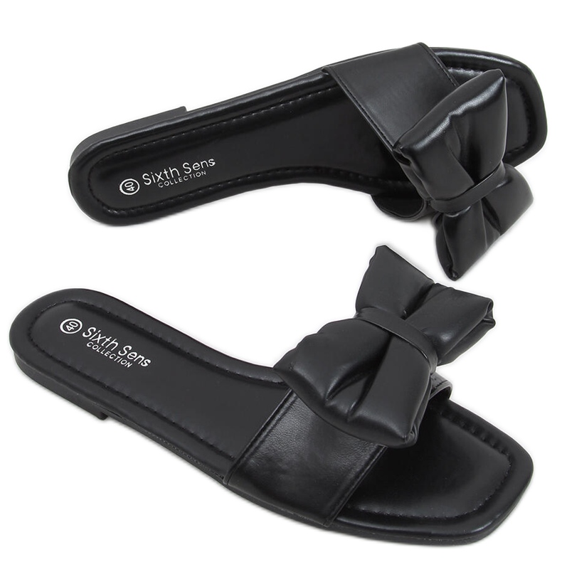 Chinelos Mili Black com laço preto Chinelos Mili Black com laço preto