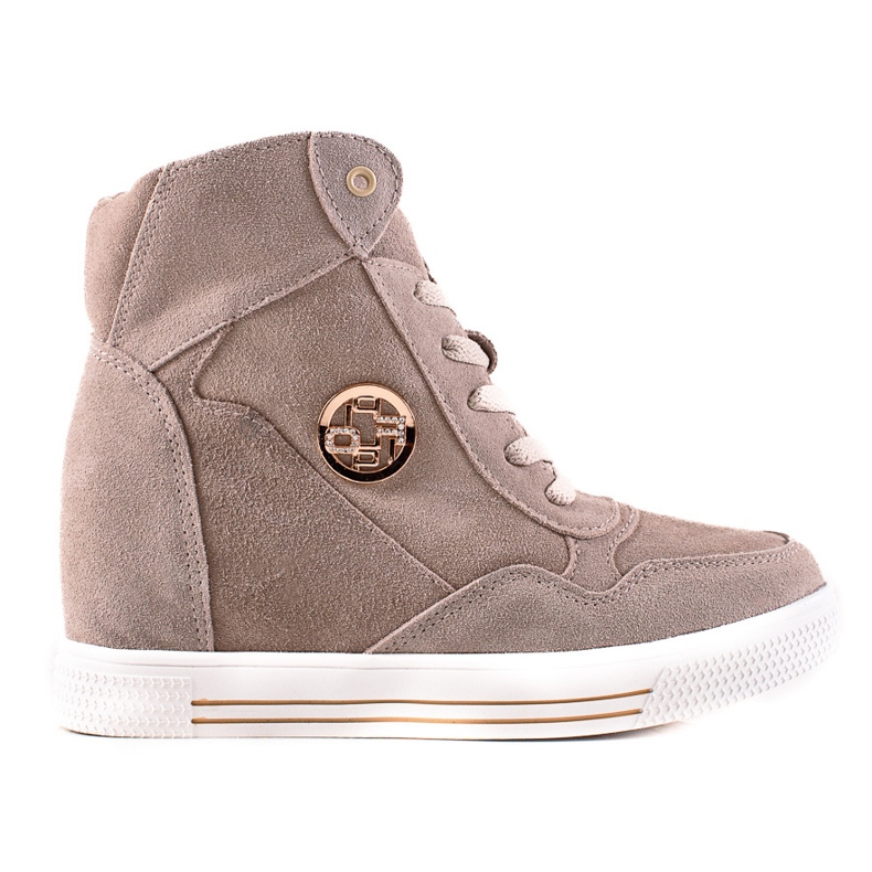 Filippo Tênis de cunha de couro bege