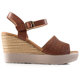 Clowse Sandálias leves com salto em cunha marrom