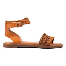 TRENDI Sandálias amarradas marrom amarelo