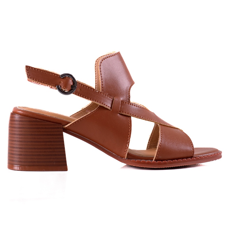 Sandália de salto alto em couro LA.FI castanho