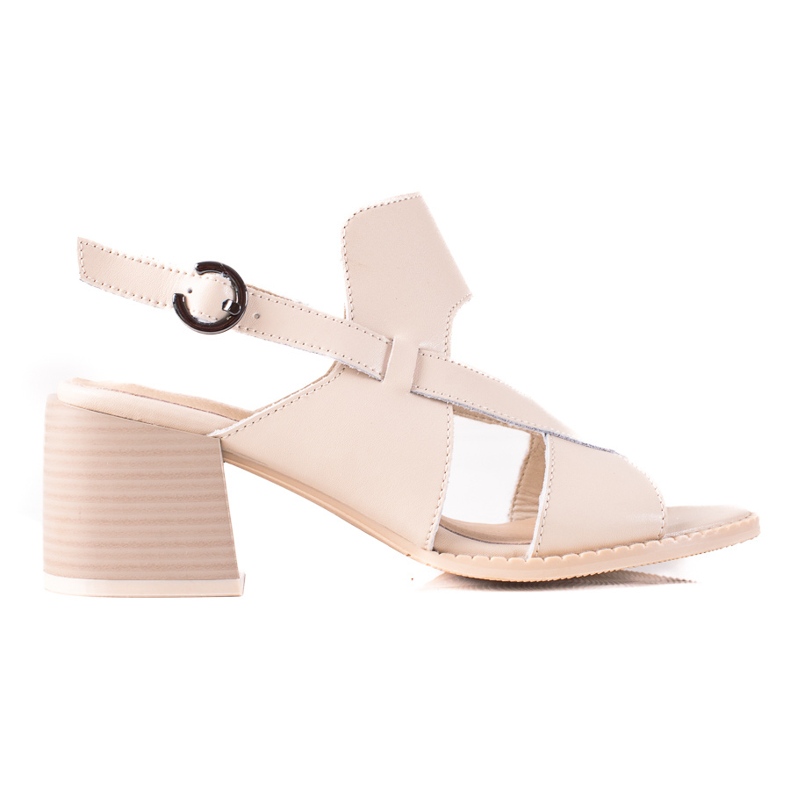 Sandália de salto alto em couro LA.FI bege