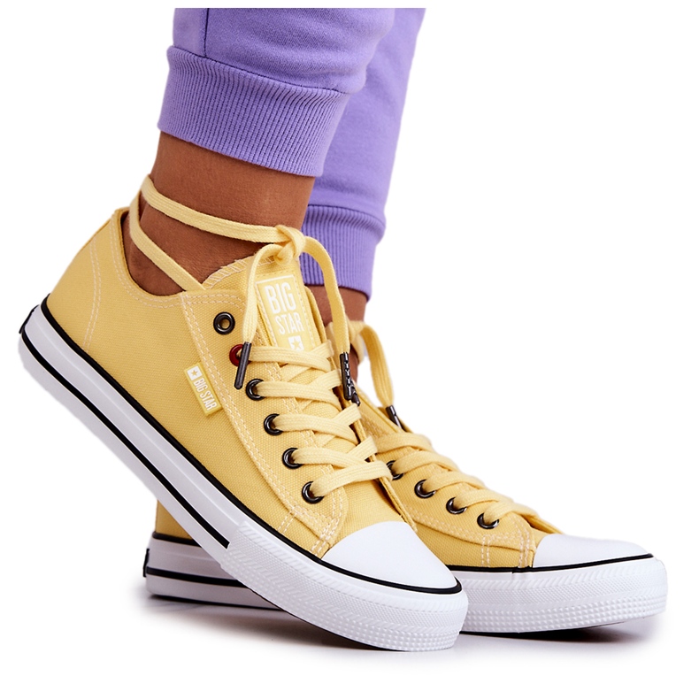 Tênis baixo feminino Big Star JJ274A002 amarelo