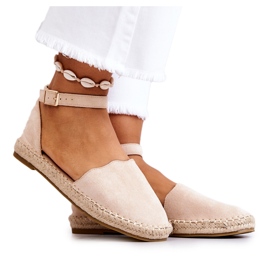 PE1 Alpargatas femininas com fivela bege claro Bonetti marrom