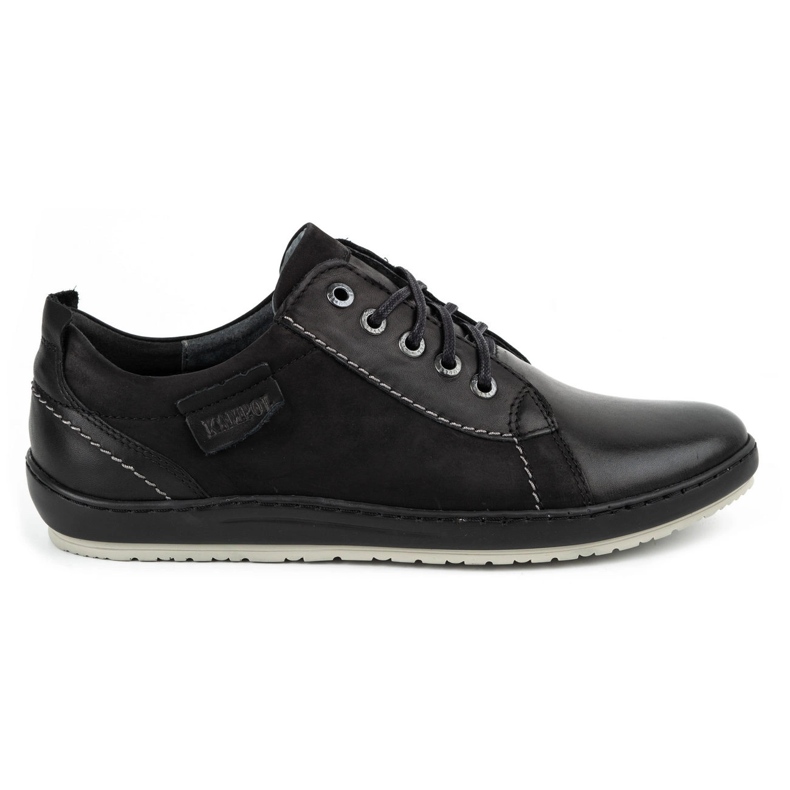 Kampol Sapatos casuais de couro masculino 61KAM preto