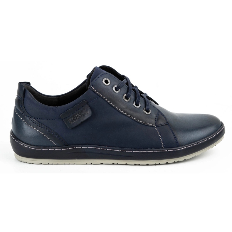 Kampol Sapatos casuais de couro masculino 61KAM azul marinho