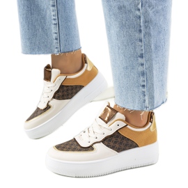 Tênis Manal de mulher bege branco marrom