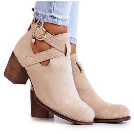 PL5 Botas de couro com recorte em poste Axelle bege