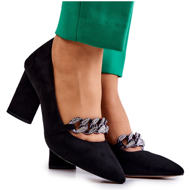 S.Barski Bombas de camurça com uma corrente de alamoss preto