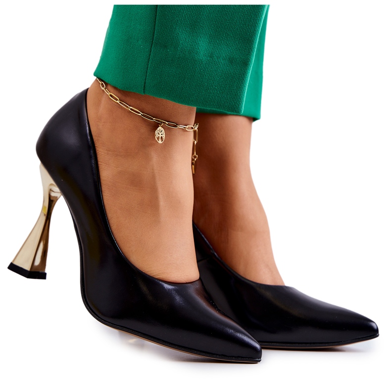 Lewski Shoes Sapatos de couro elegantes Lewski 3083 preto-dourado