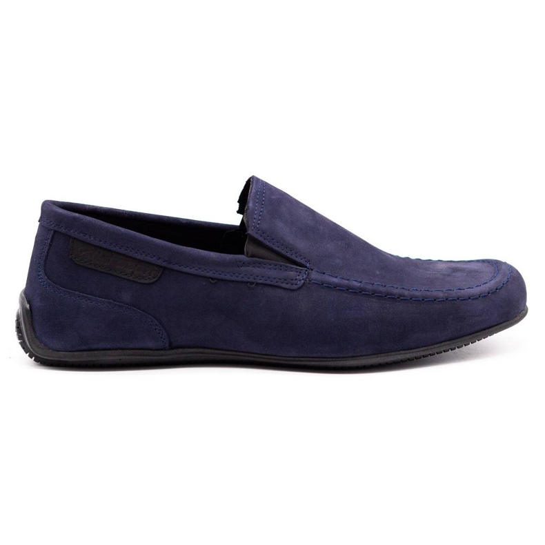 Polbut Mocassins de couro masculino 2105 azul marinho