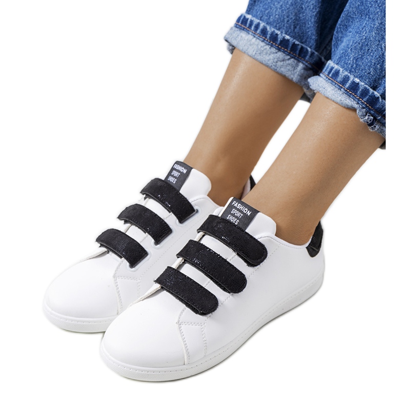 Tênis feminino de velcro preto e branco Diest