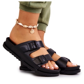 S.Barski Pantufas pretas Corina com fivela preto