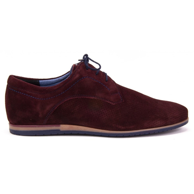 Sapatos Filippo 731 Bordo veludo com perfuração vermelho