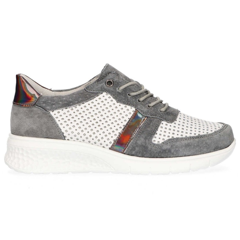 Sapatos de couro Filippo DP1389 / 20 Wh Gr Grey branco cinza amarelo