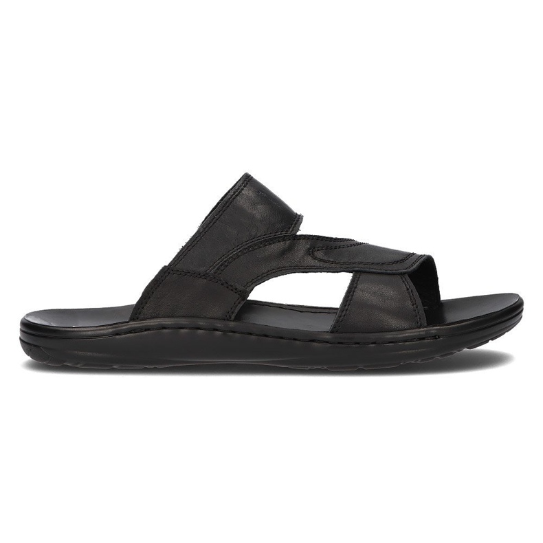 Chinelos de couro masculino Filippo MK2304 / 21 Bk preto