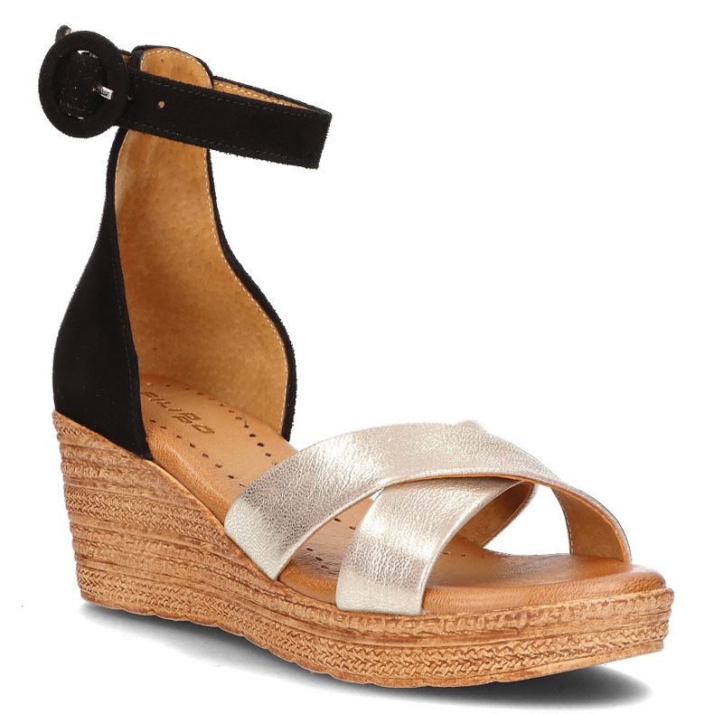 Sandálias de couro Filippo 04565-25 / 00-5 dourado e preto