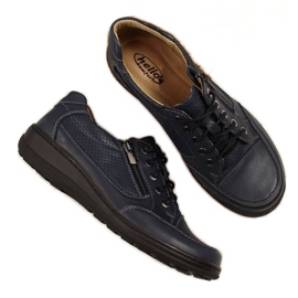 Sapatos de couro com zíper Helios W H357D azul marinho
