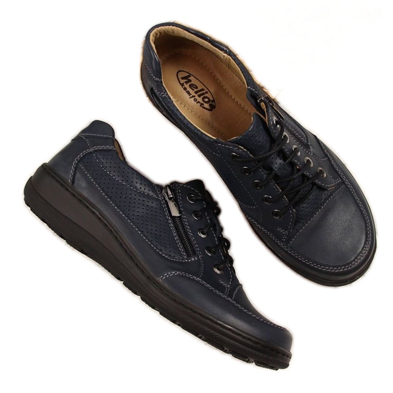 Sapatos de couro com zíper Helios W H357D azul marinho