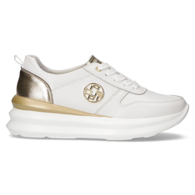Tênis de couro Filippo DP3505 / 22 Wh branco dourado