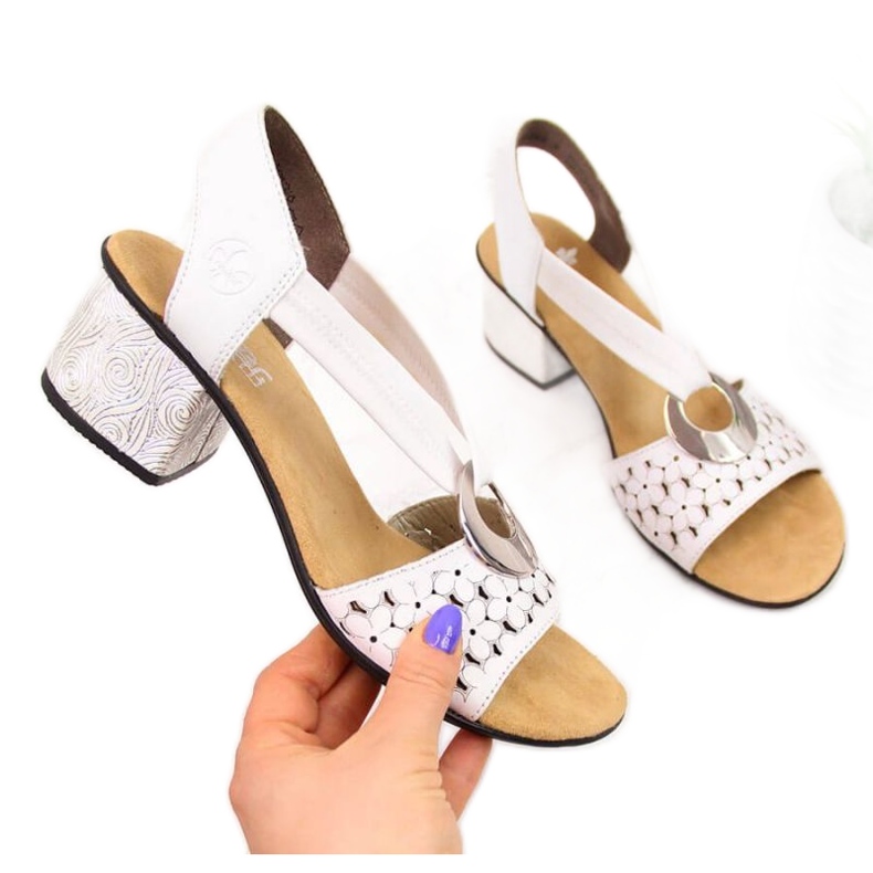 Sandálias de couro com borracha Rieker W RKR433 branco