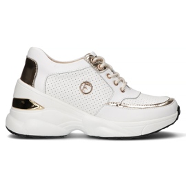 Tênis de couro Filippo DP3655 / 22 Wh branco dourado