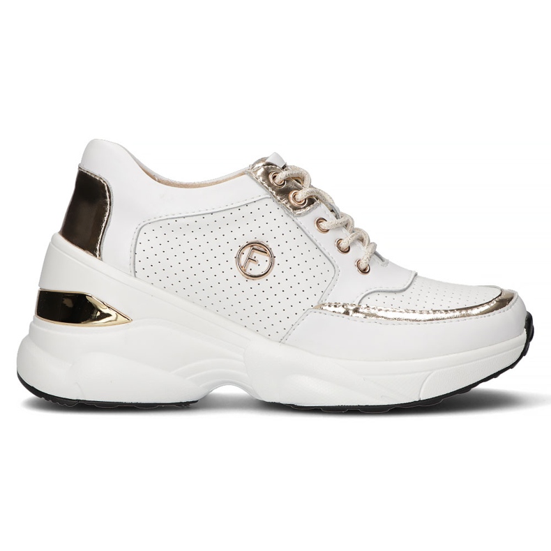 Tênis de couro Filippo DP3655 / 22 Wh branco dourado