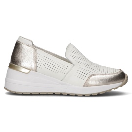 Sapatos de couro Filippo DP3537 / 22 Wh branco prata