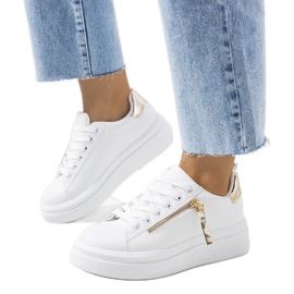 Sapatilhas Tamis de mulher brancas e douradas branco dourado