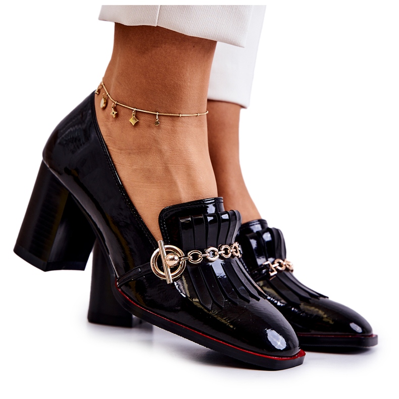 S.Barski Scarpin Jenice Black Trendy Lacado preto