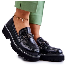 S.Barski Sapatos de couro de cobra com decoração preta Adison preto