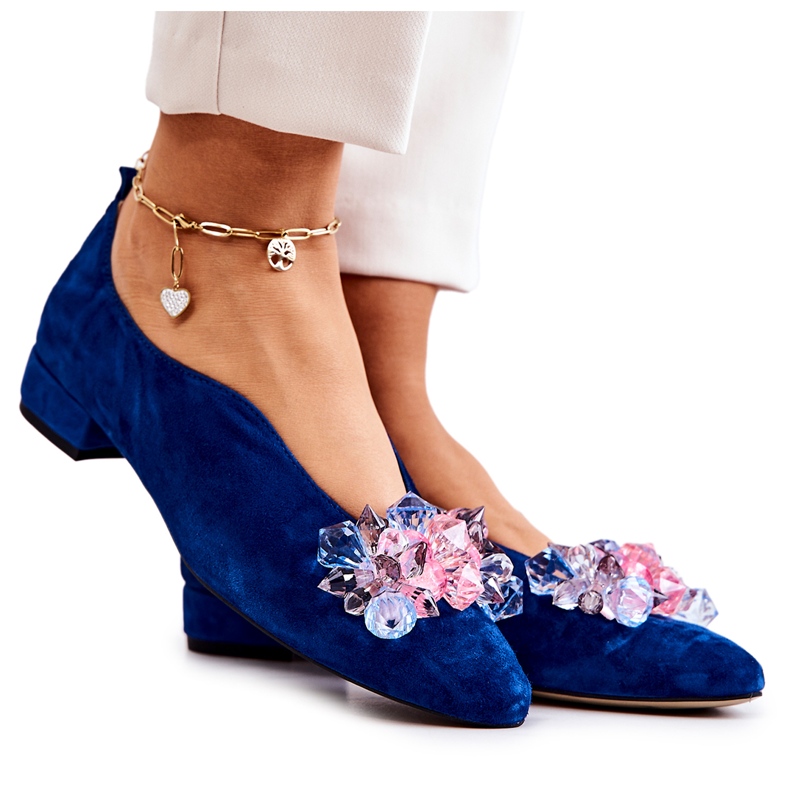 PA2 Sapatos de camurça elegantes com decoração McQueen azul marinho