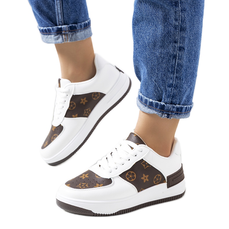 BM Tênis feminino branco e marrom Djenna castanho amarelo